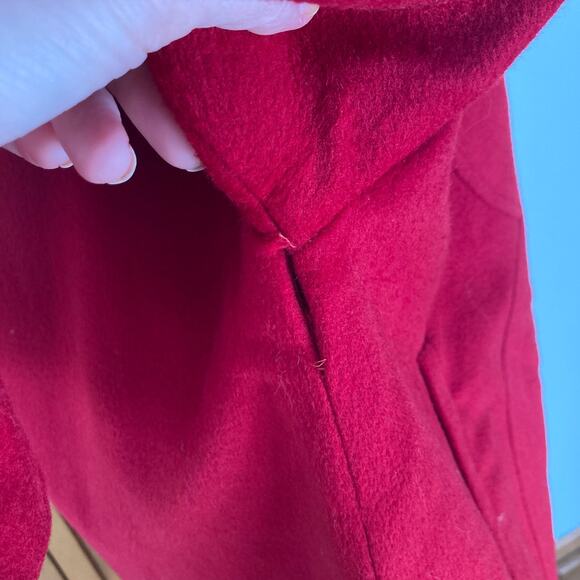 Vintage Penn Craft Red Wool Coat With Fur Collar, Size S/M - Picture 6 of 10